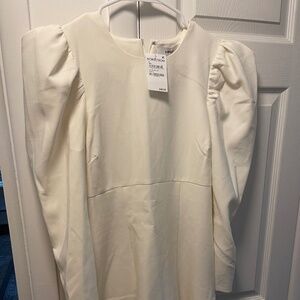LIKELY Size 8 white puff sleeve dress